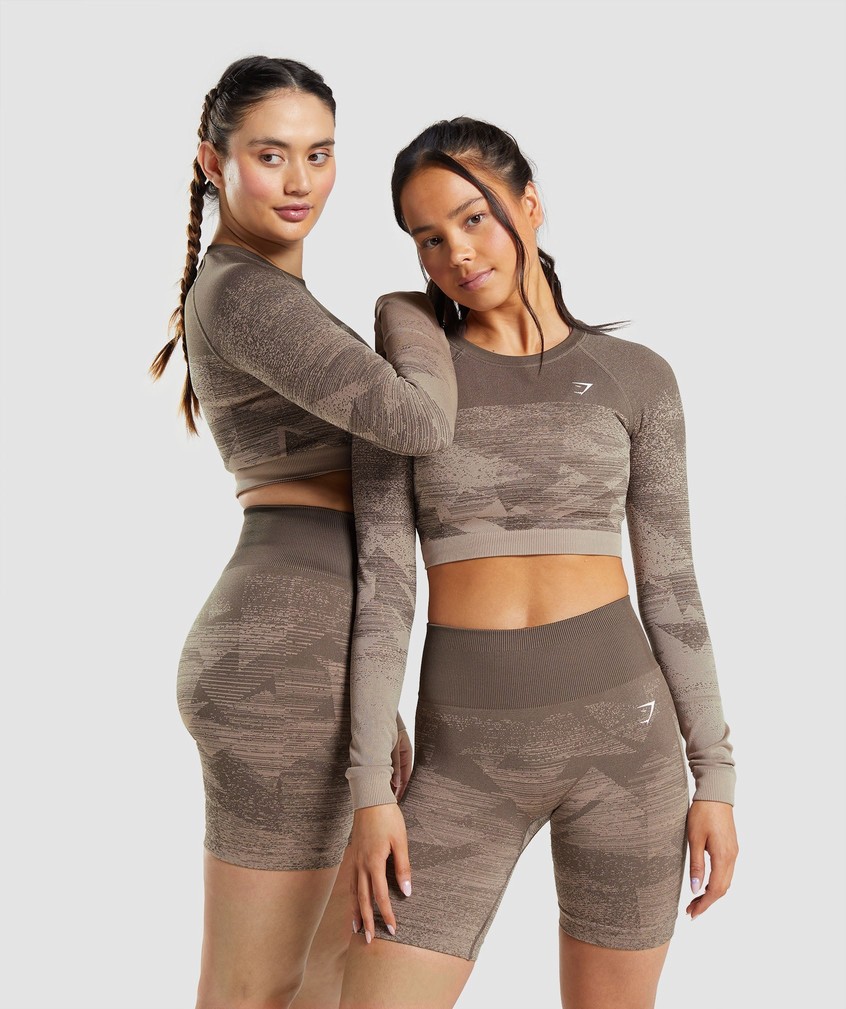 Brown Women's Gymshark Adapt Ombre Crop Top T-Shirts | USA-07856