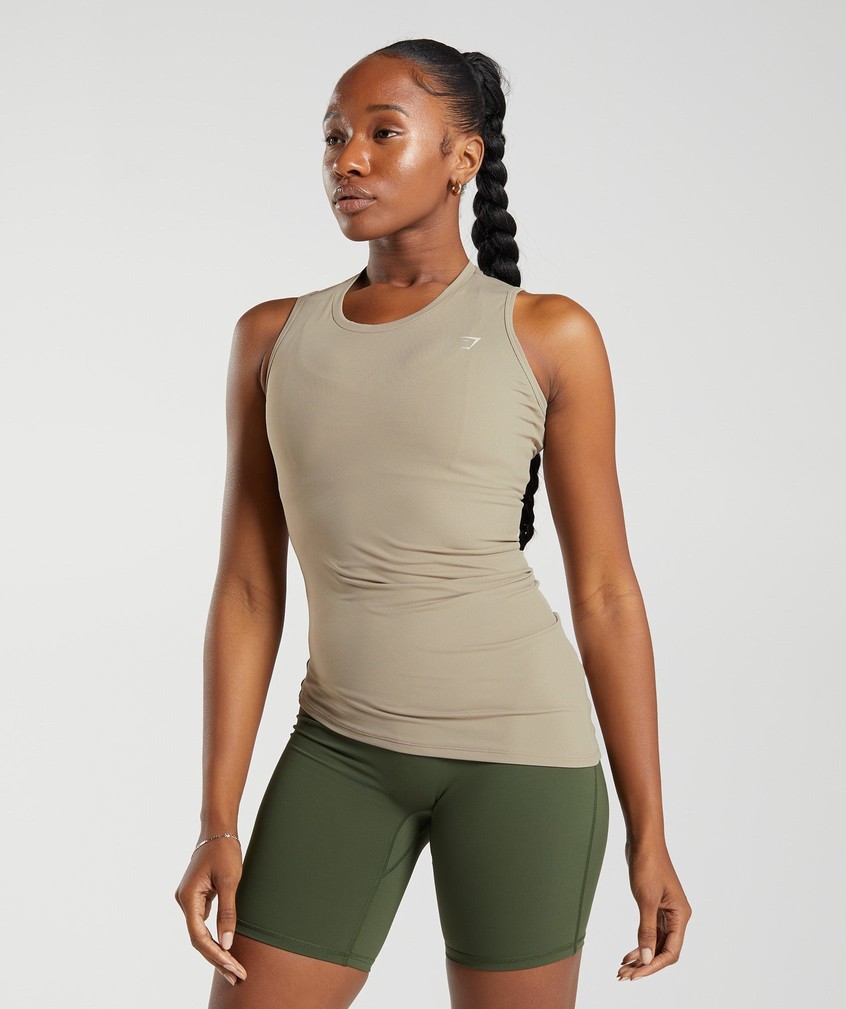 Brown Women's Gymshark Elevate Asymmetric Tank | USA-57620