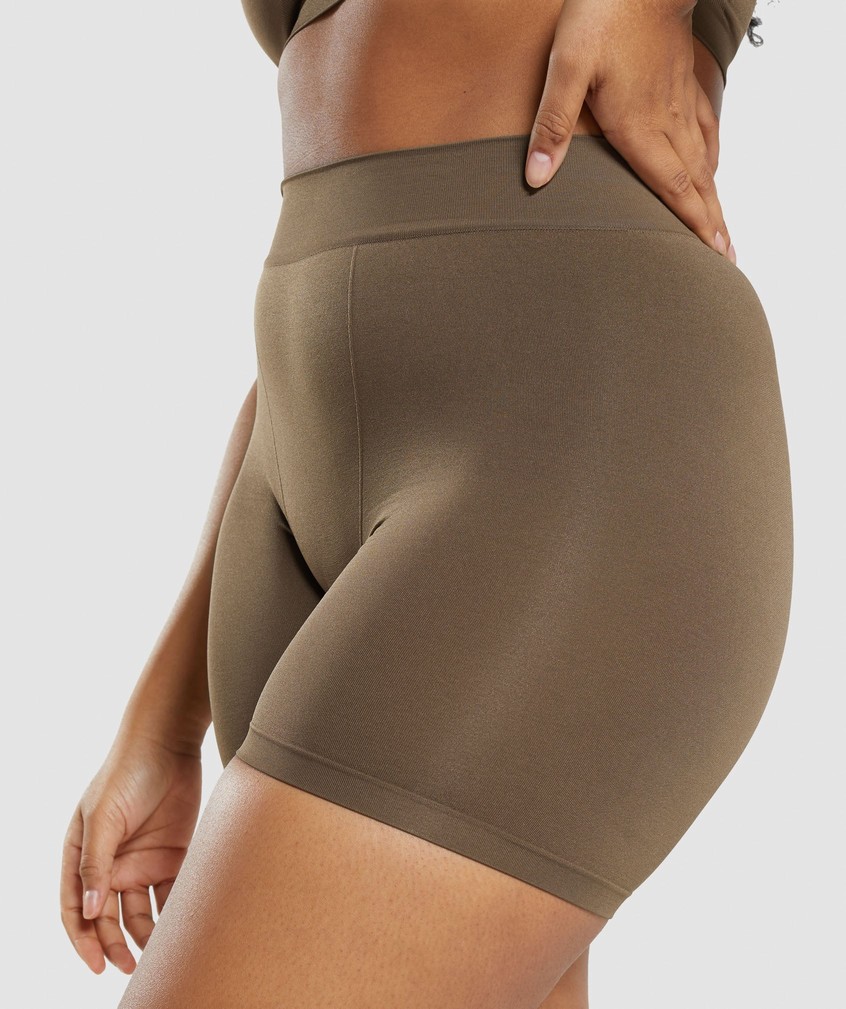 Brown Women's Gymshark Seamless Boxers Bikini Bottoms | USA-63092