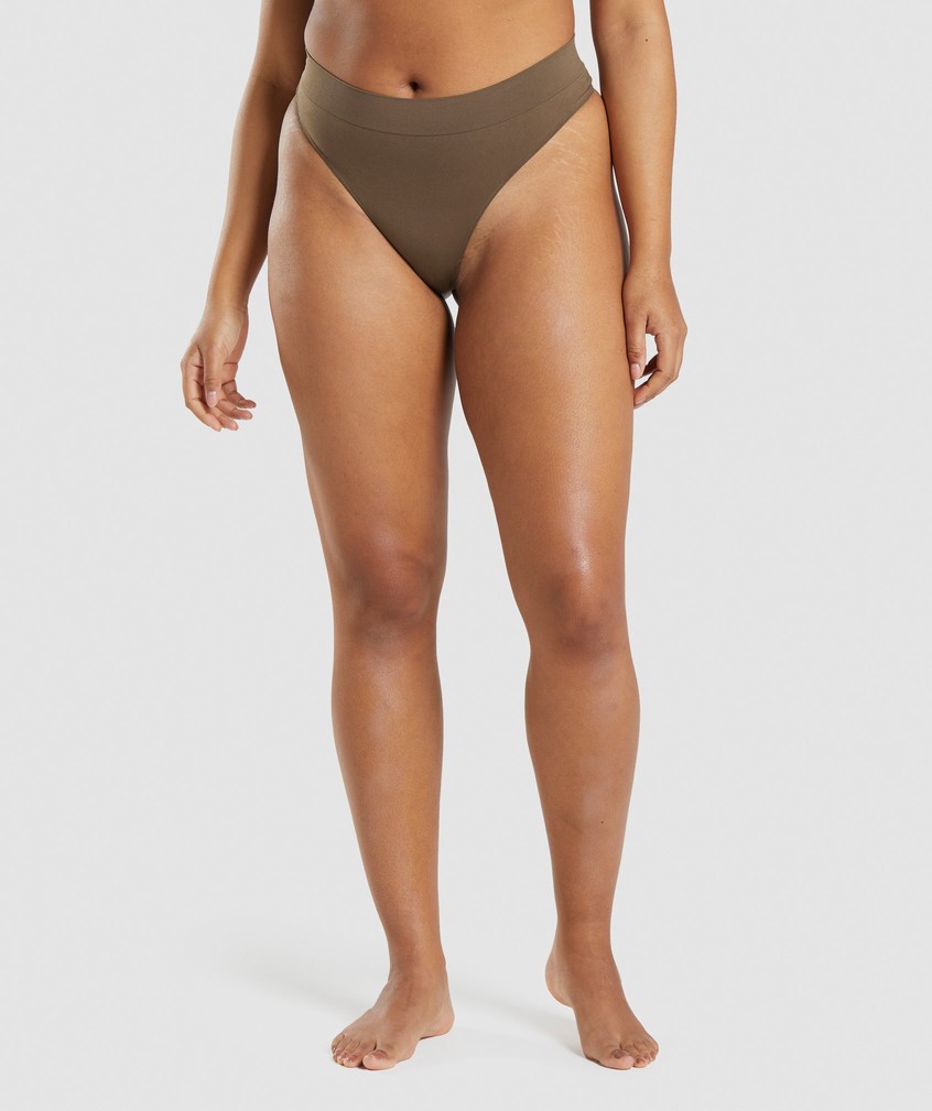 Brown Women\'s Gymshark Seamless High Rise Thong | USA-92716