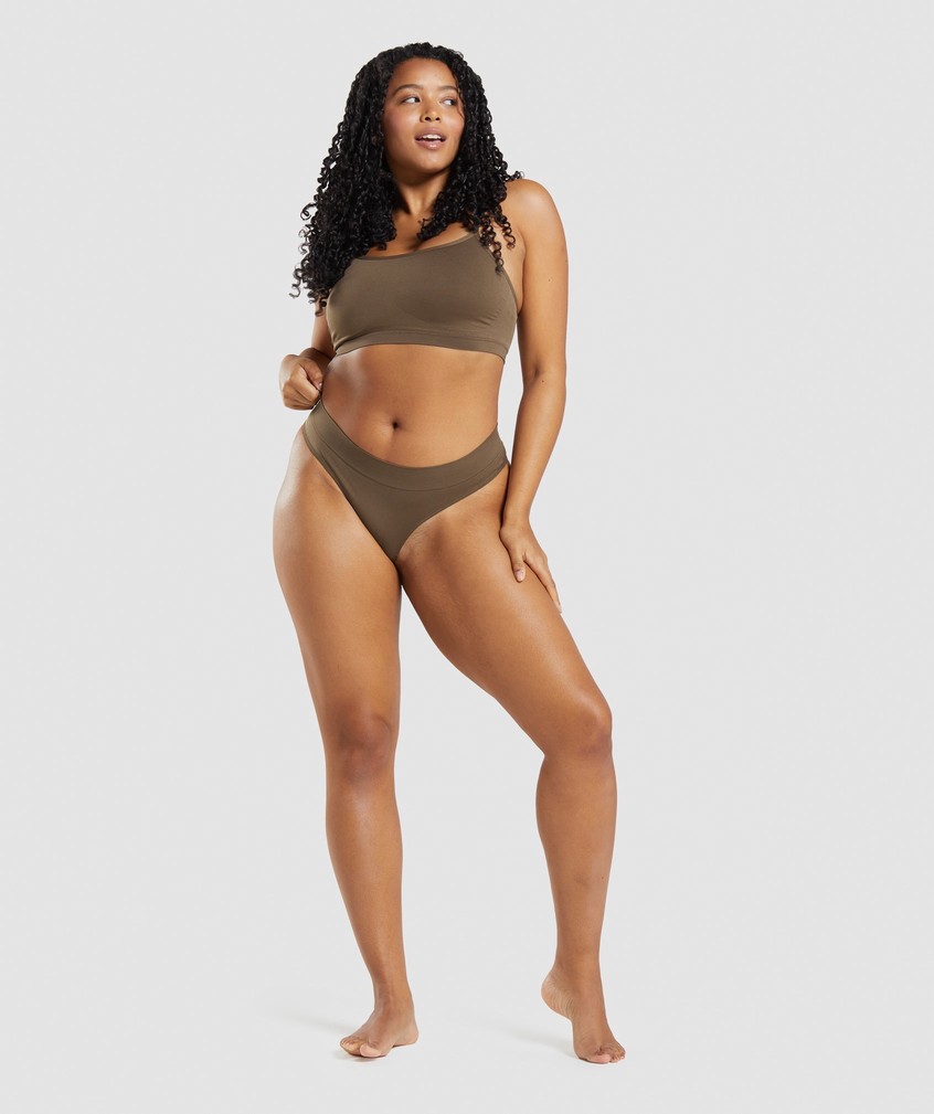 Brown Women's Gymshark Seamless Thong | USA-40357