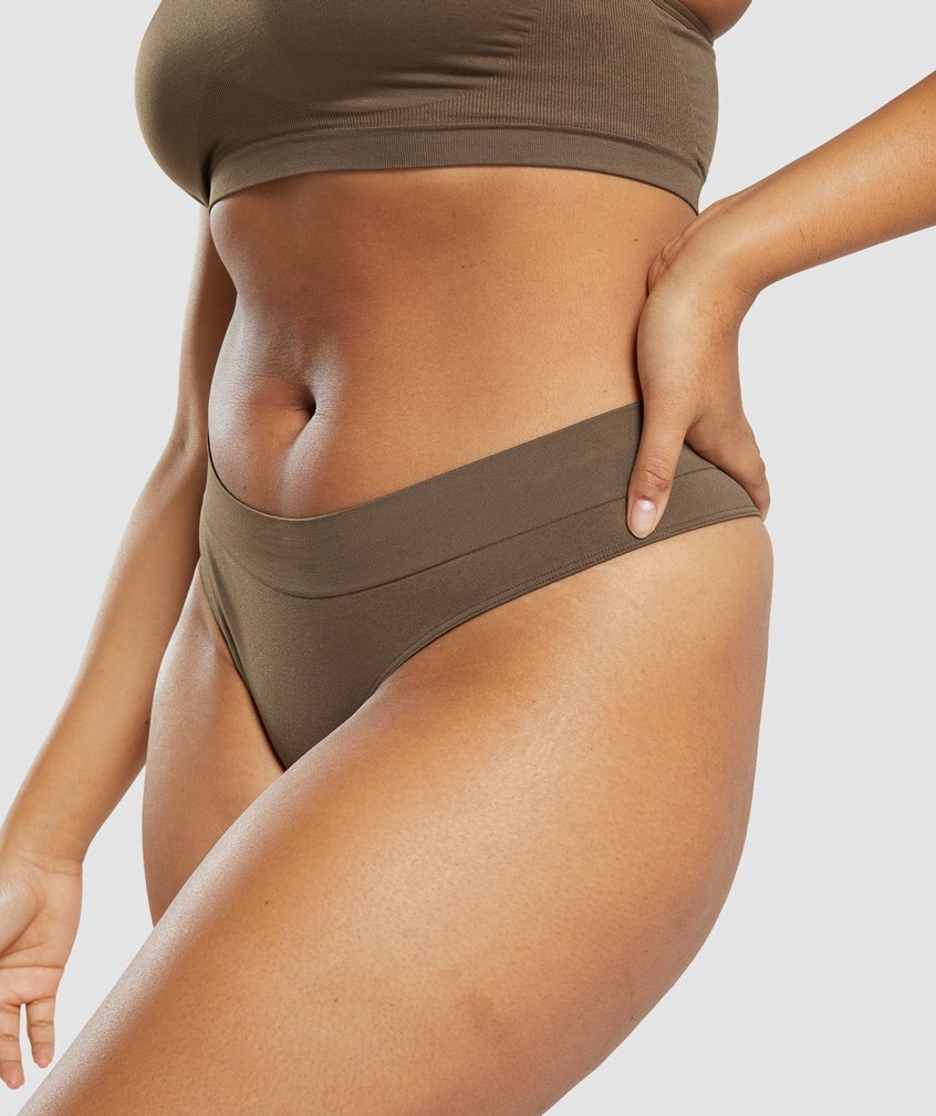 Brown Women's Gymshark Seamless Thong | USA-40357