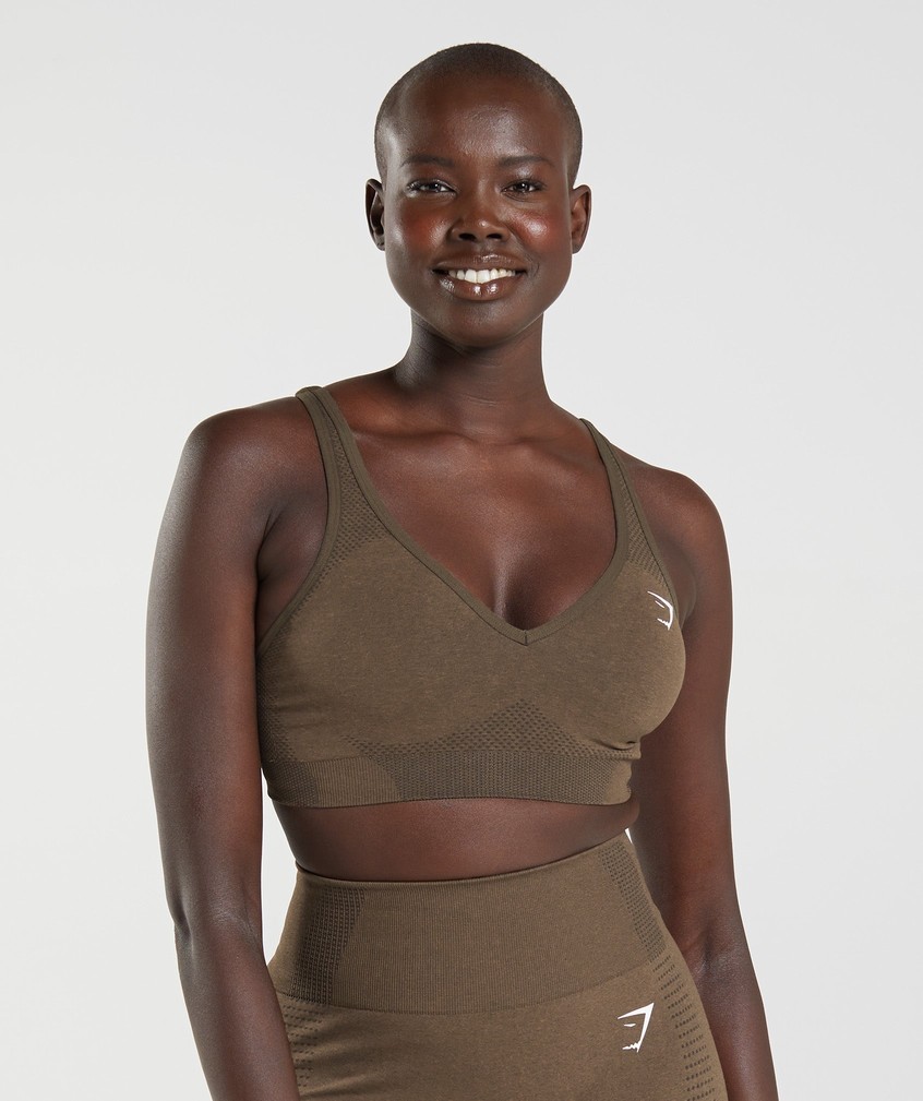 Brown Women's Gymshark Vital Seamless 2.0 V Neck Sports Bra | USA-65938