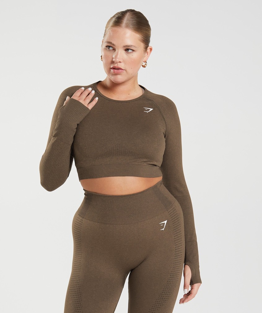 Brown Women's Gymshark Vital Seamless 2.0 Crop Top T-Shirts | USA-69524