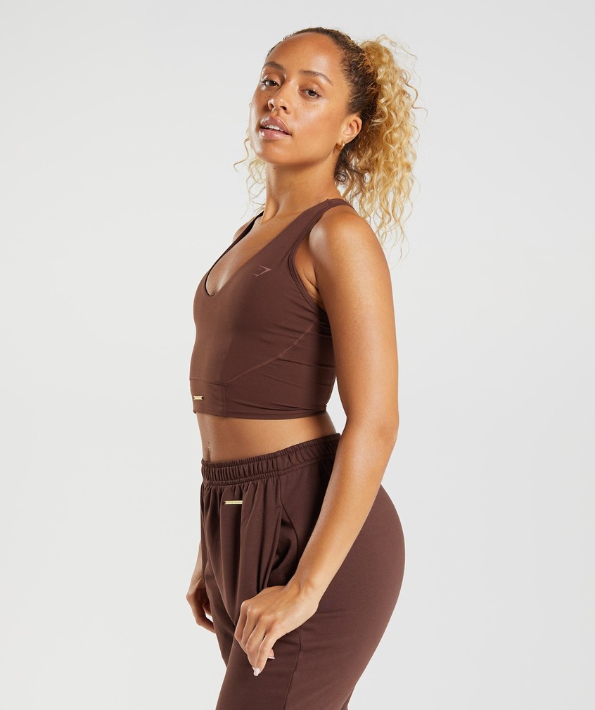 Brown Women's Gymshark Whitney Crop Tank | USA-03641