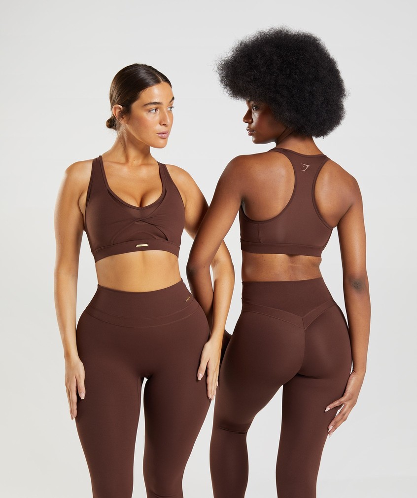 Brown Women's Gymshark Whitney Mesh Sports Bra | USA-40852