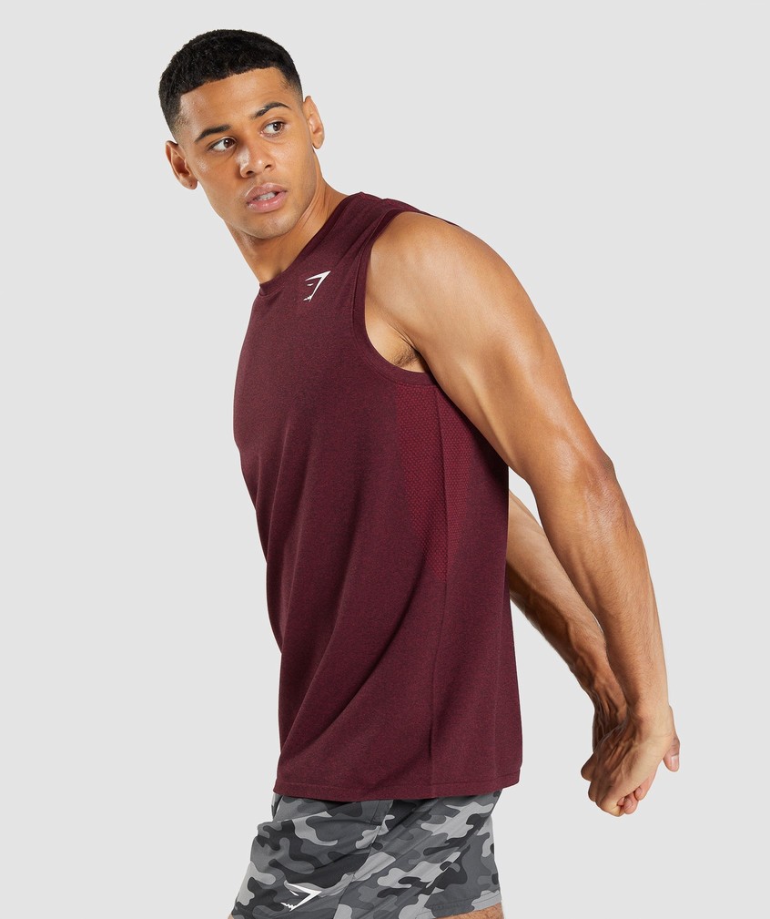 Burgundy Red Men's Gymshark Arrival Seamless Tank | USA-79645