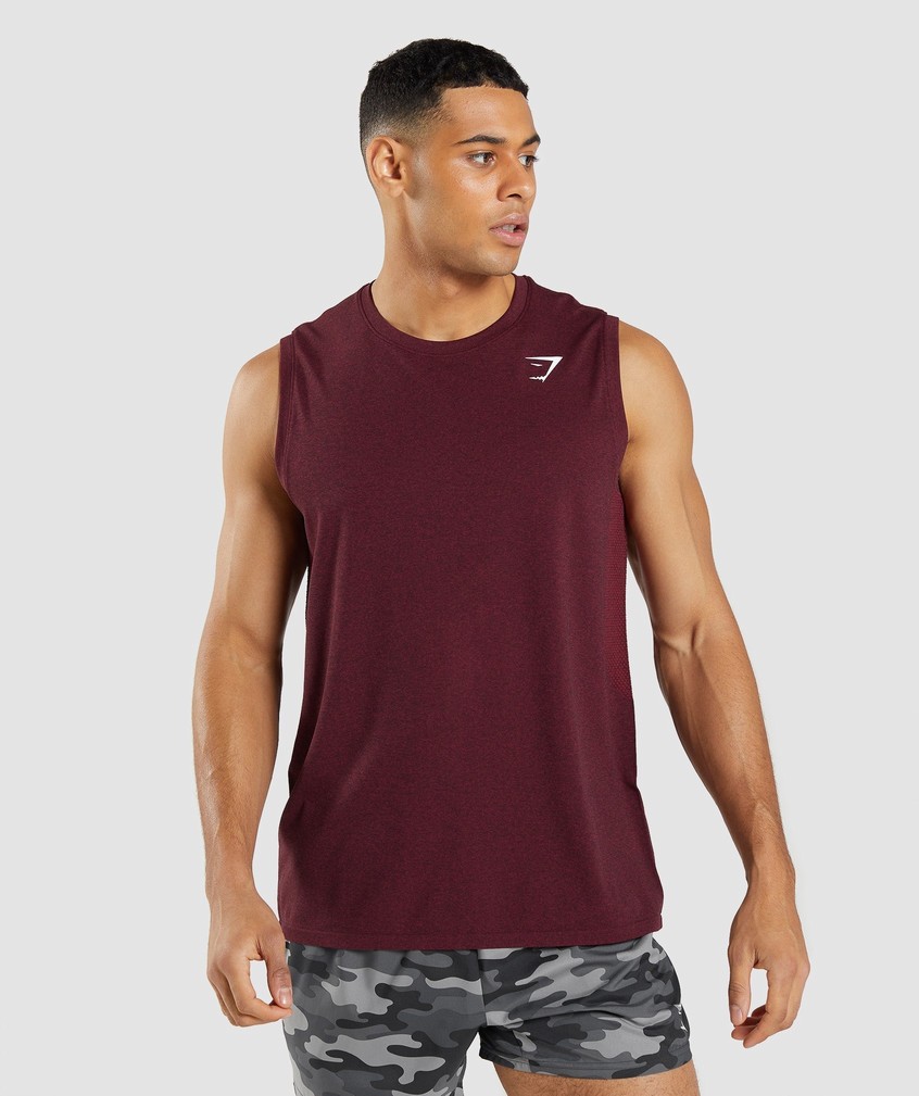 Burgundy Red Men\'s Gymshark Arrival Seamless Tank | USA-79645