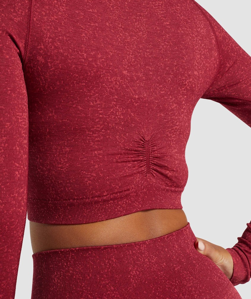 Burgundy Women's Gymshark Adapt Fleck Seamless Long Sleeve Crop Top T-Shirts | USA-14238