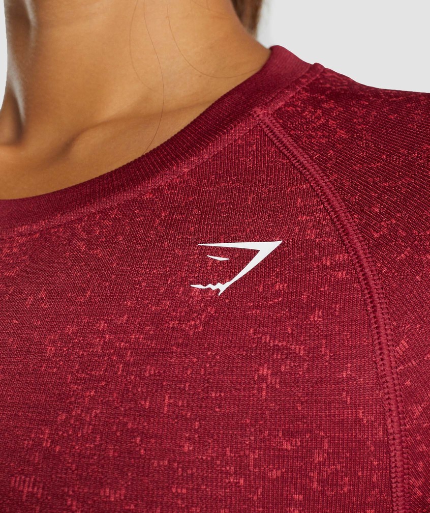 Burgundy Women's Gymshark Adapt Fleck Seamless Long Sleeve Crop Top T-Shirts | USA-14238