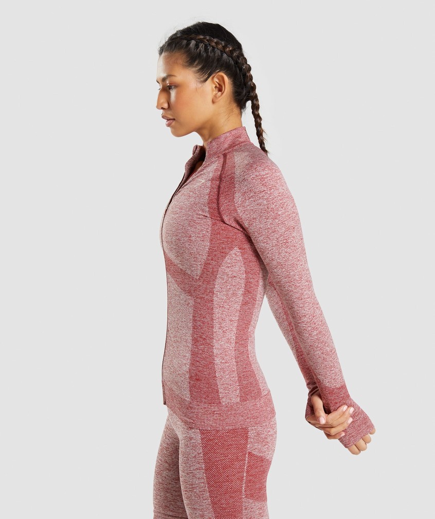 Burgundy Women's Gymshark Flex Zip Through Jackets | USA-17643