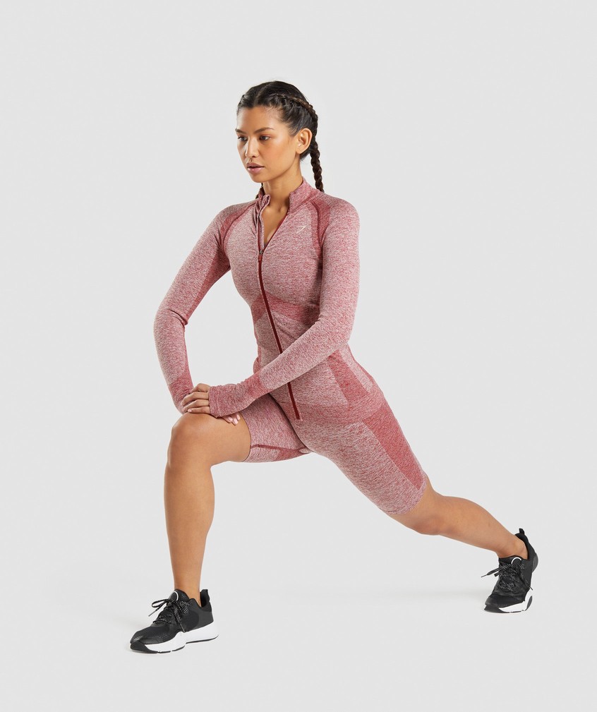 Burgundy Women's Gymshark Flex Zip Through Jackets | USA-17643