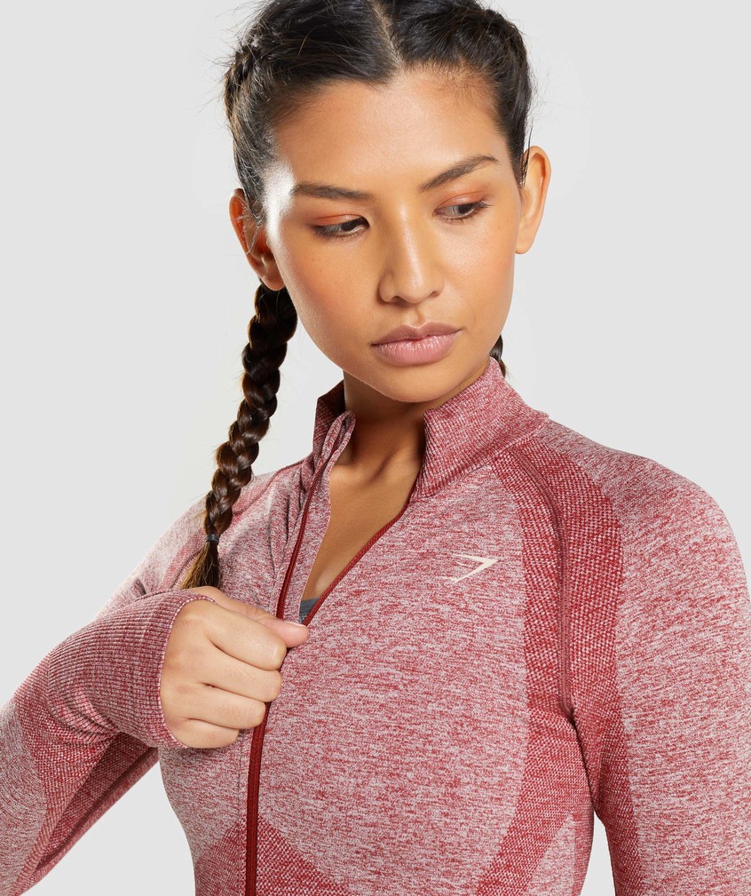 Burgundy Women's Gymshark Flex Zip Through Jackets | USA-17643