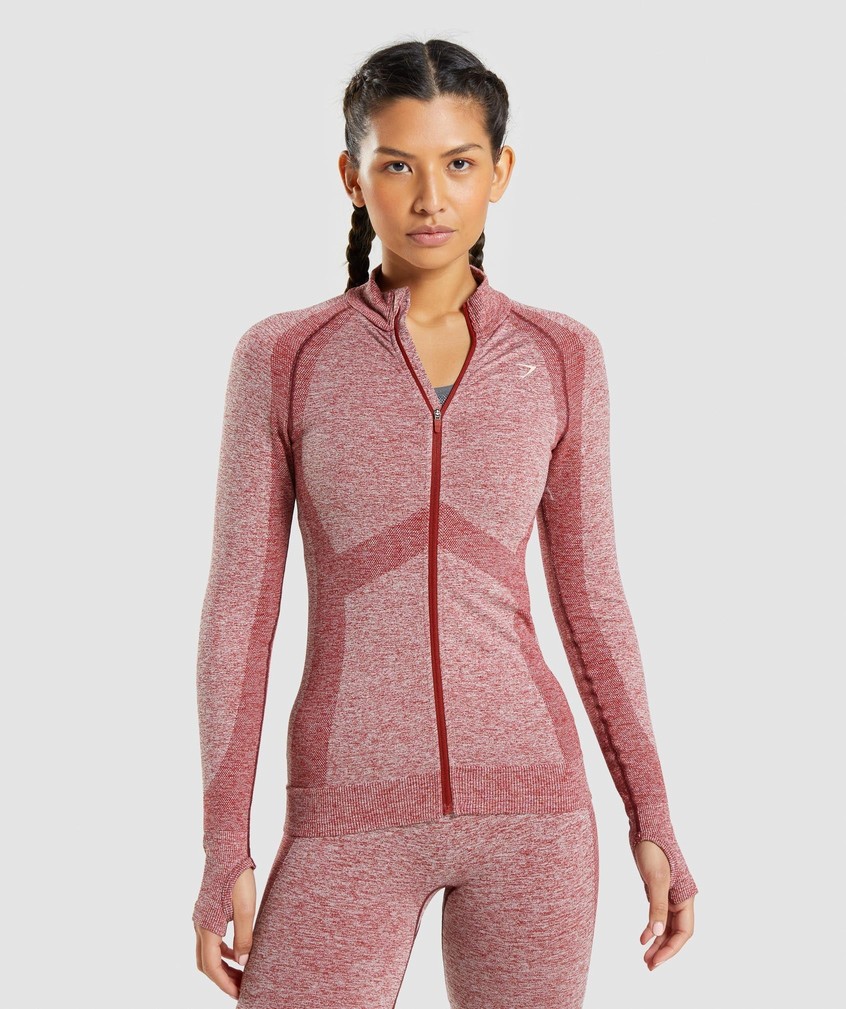 Burgundy Women\'s Gymshark Flex Zip Through Jackets | USA-17643