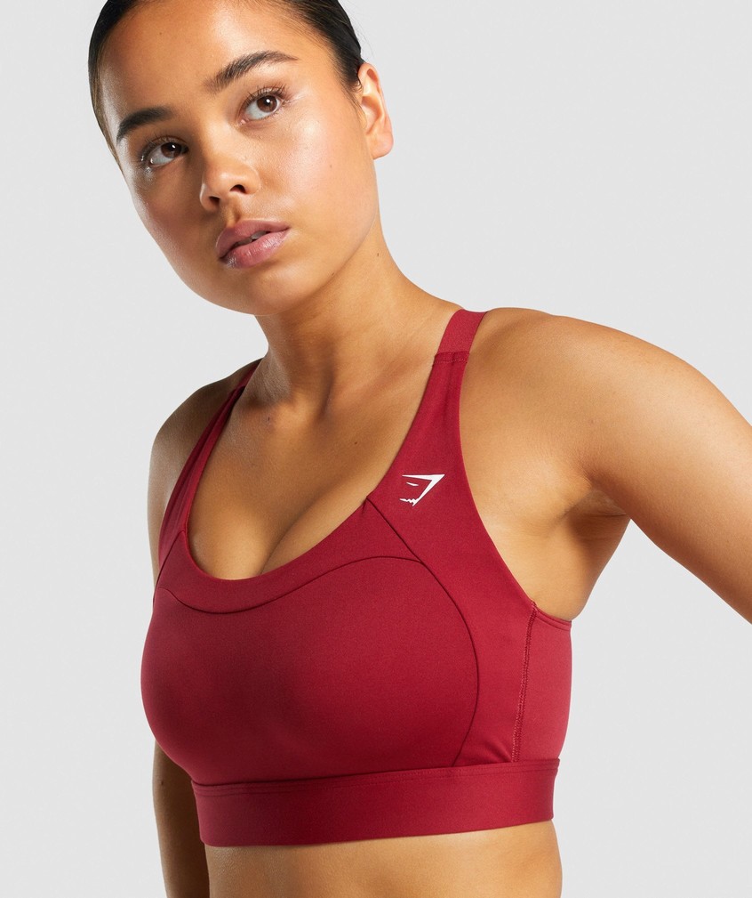 Burgundy Women's Gymshark Racer Back Sports Bra | USA-49832