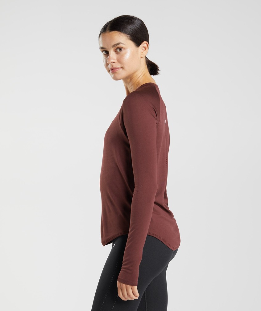 Burgundy Women's Gymshark Sweat Seamless Long Sleeve Top T-Shirts | USA-72345