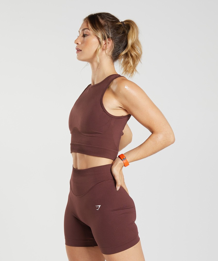 Burgundy Women's Gymshark Sweat Seamless Midi Tank | USA-81372