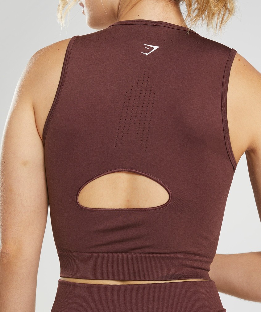 Burgundy Women's Gymshark Sweat Seamless Midi Tank | USA-81372