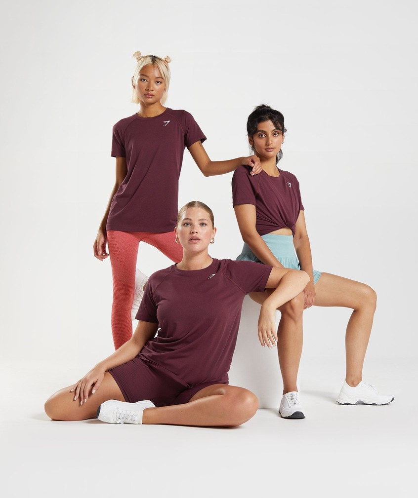 Burgundy Women's Gymshark Vital Seamless 2.0 Light T-Shirts | USA-59074