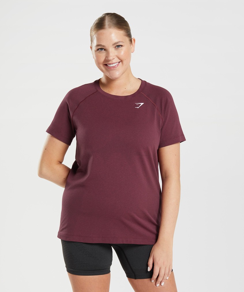 Burgundy Women\'s Gymshark Vital Seamless 2.0 Light T-Shirts | USA-59074