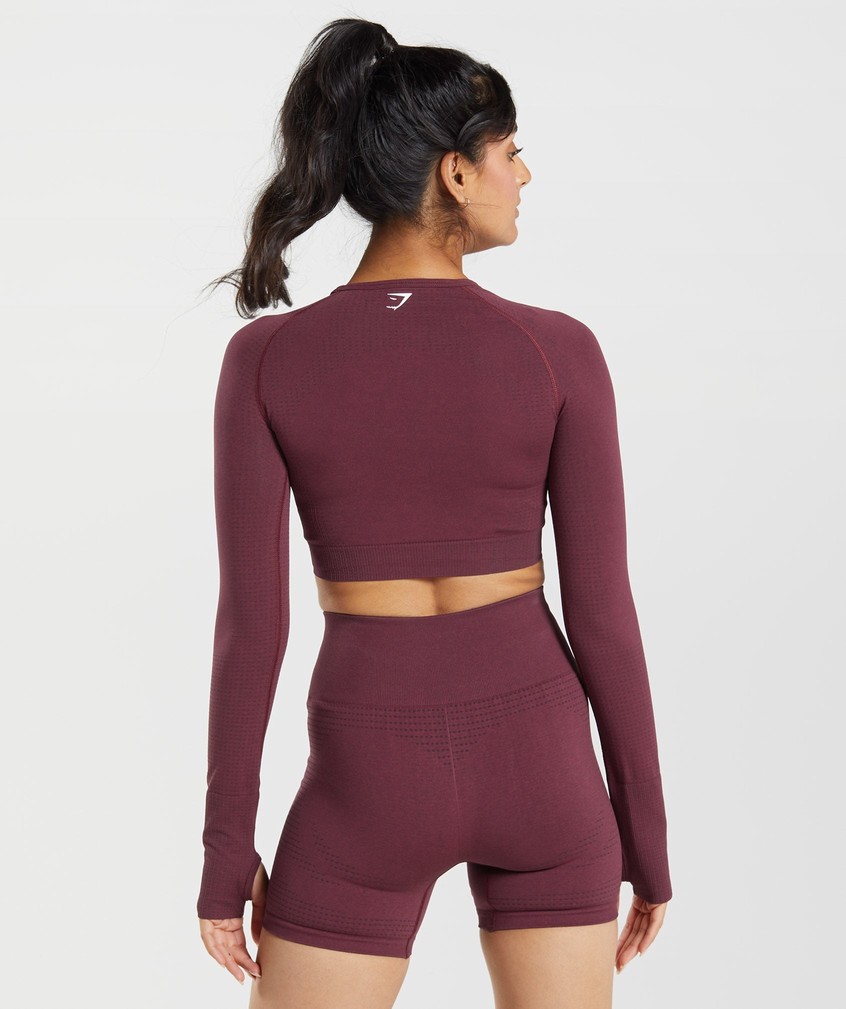 Burgundy Women's Gymshark Vital Seamless 2.0 Crop Top T-Shirts | USA-73159