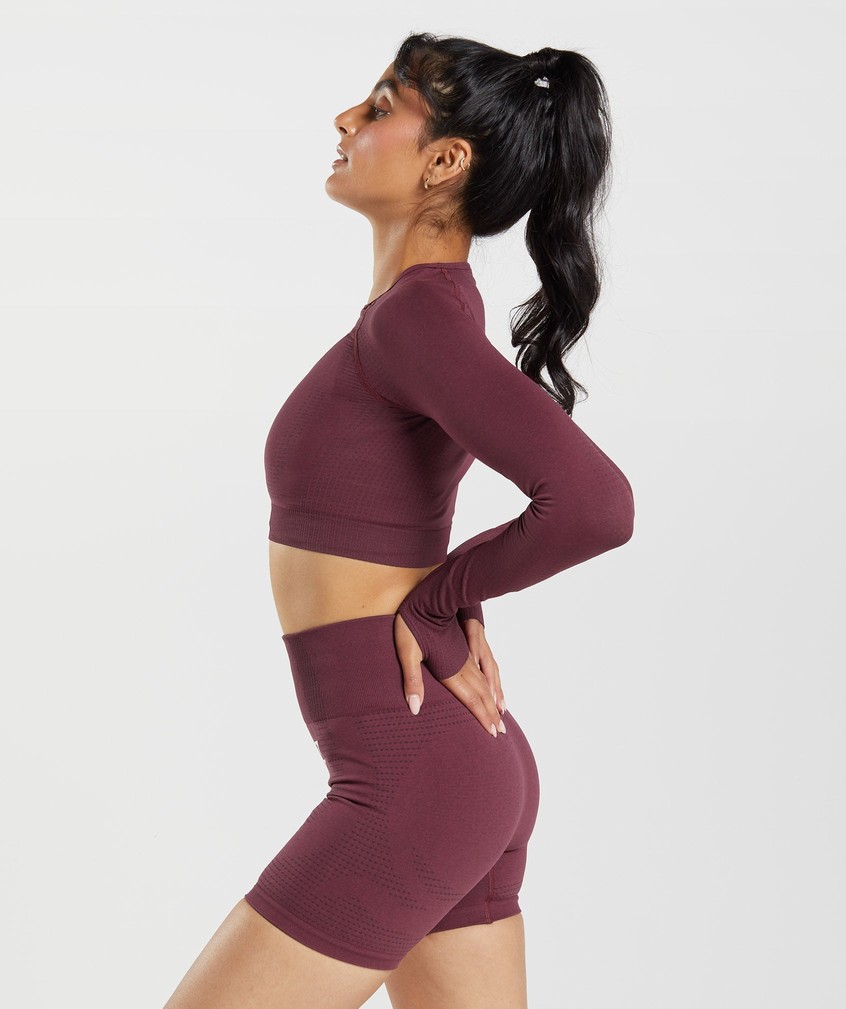 Burgundy Women's Gymshark Vital Seamless 2.0 Crop Top T-Shirts | USA-73159