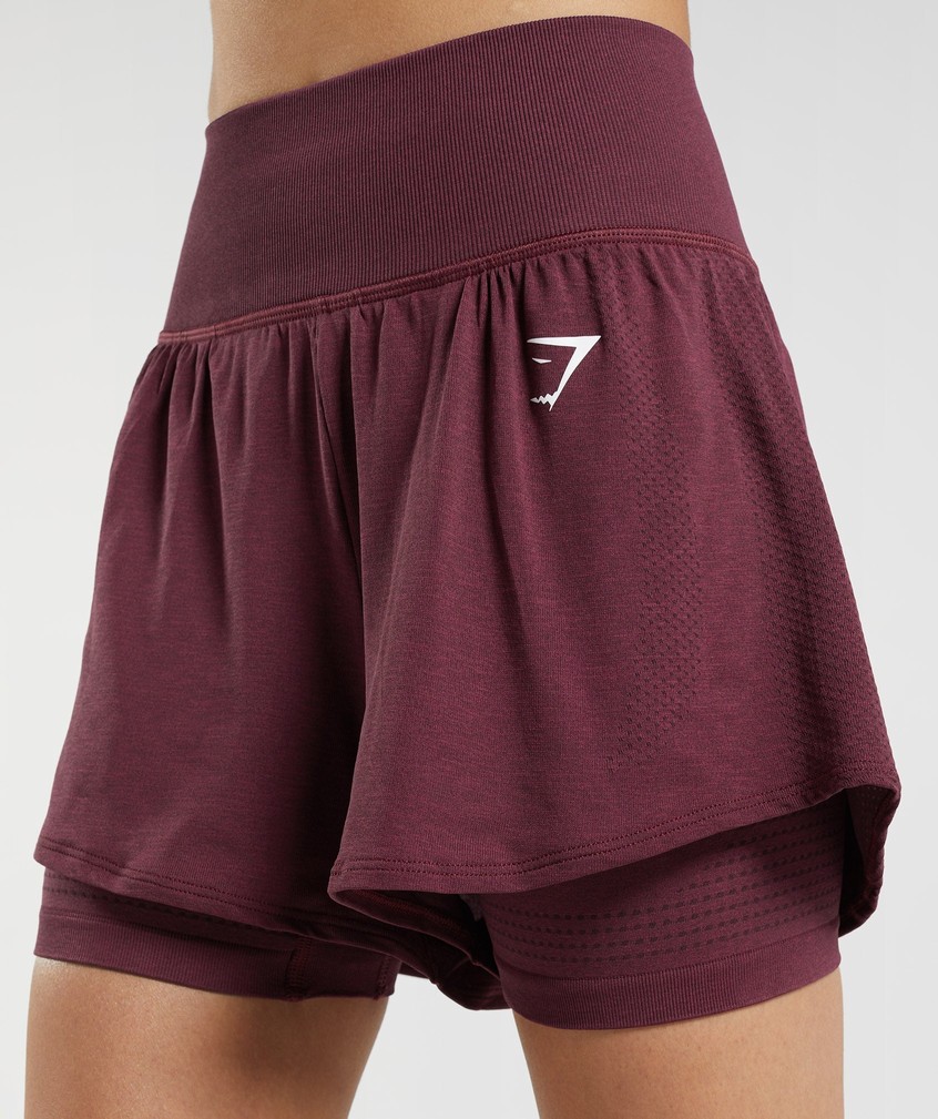 Burgundy Women's Gymshark Vital Seamless 2.0 2-in-1 Shorts | USA-84956