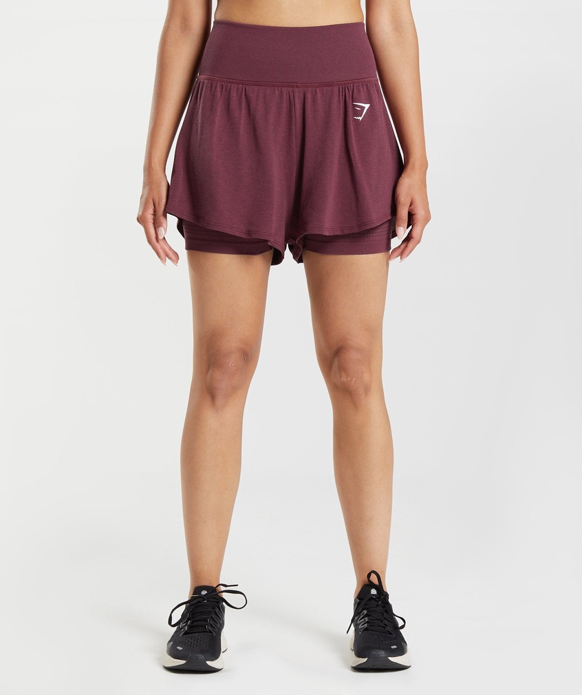 Burgundy Women\'s Gymshark Vital Seamless 2.0 2-in-1 Shorts | USA-84956