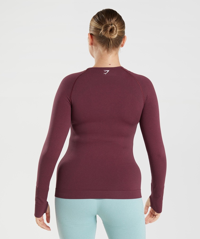 Burgundy Women's Gymshark Vital Seamless 2.0 Long Sleeve Top T-Shirts | USA-85741