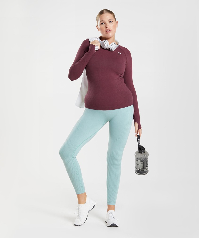 Burgundy Women's Gymshark Vital Seamless 2.0 Long Sleeve Top T-Shirts | USA-85741