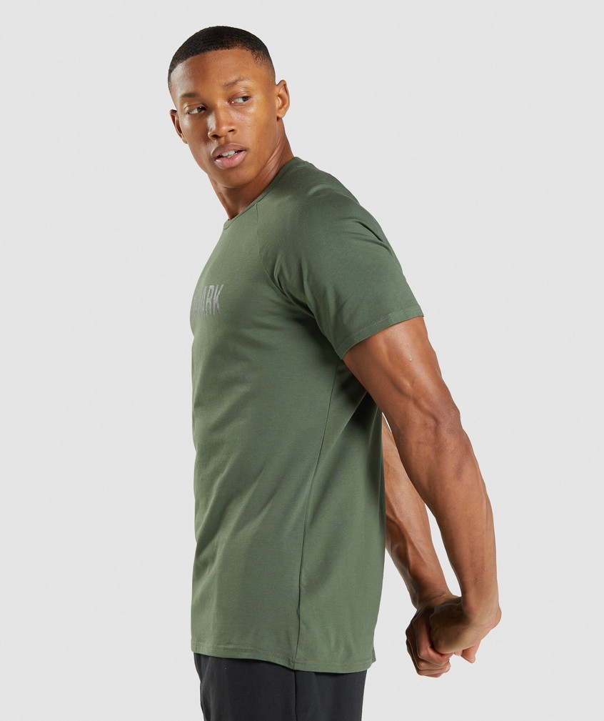 Camo Green Men's Gymshark Apollo Camo T-Shirts | USA-93746