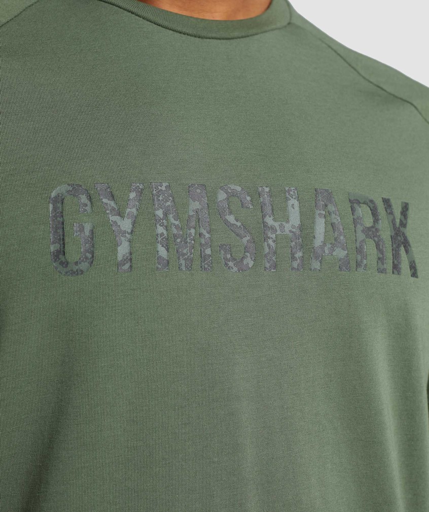 Camo Green Men's Gymshark Apollo Camo T-Shirts | USA-93746