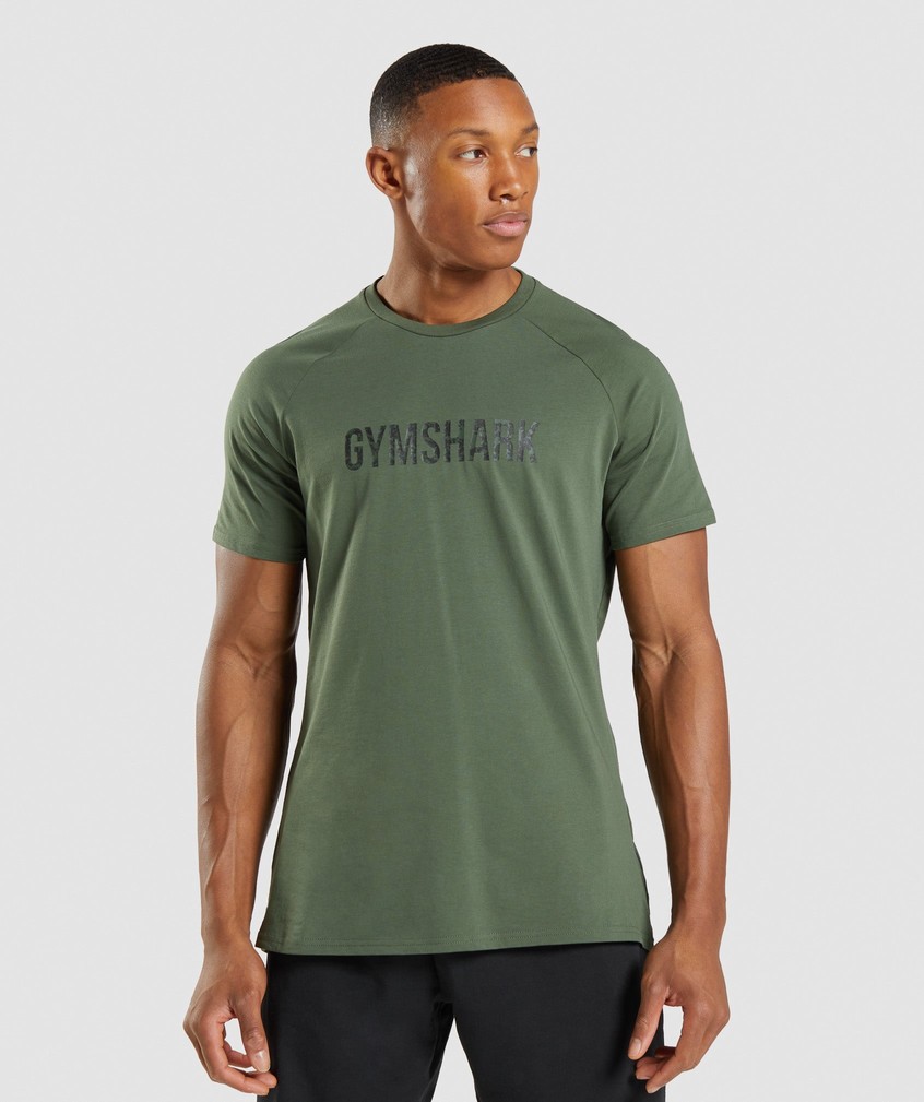 Camo Green Men\'s Gymshark Apollo Camo T-Shirts | USA-93746