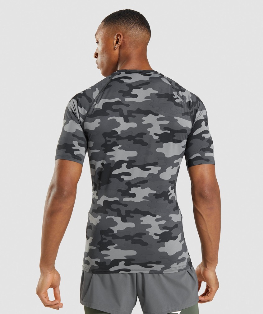 Camo Grey Men's Gymshark Element Baselayer T-Shirts | USA-30972