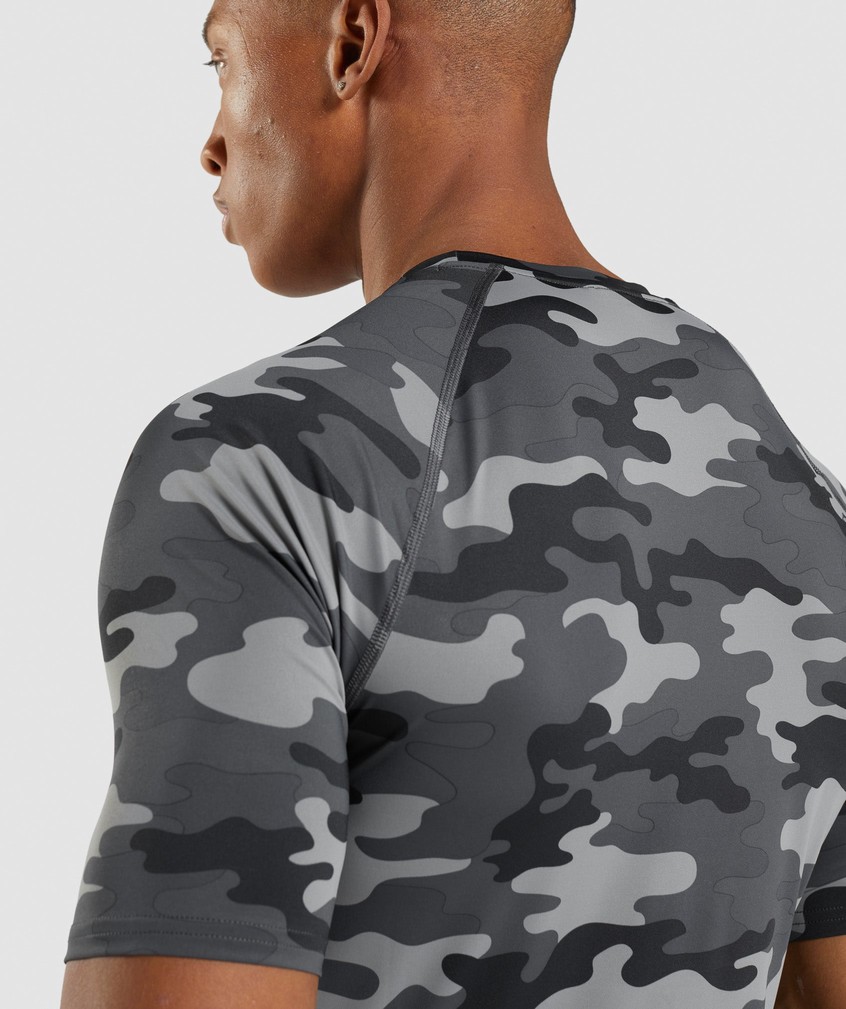 Camo Grey Men's Gymshark Element Baselayer T-Shirts | USA-30972