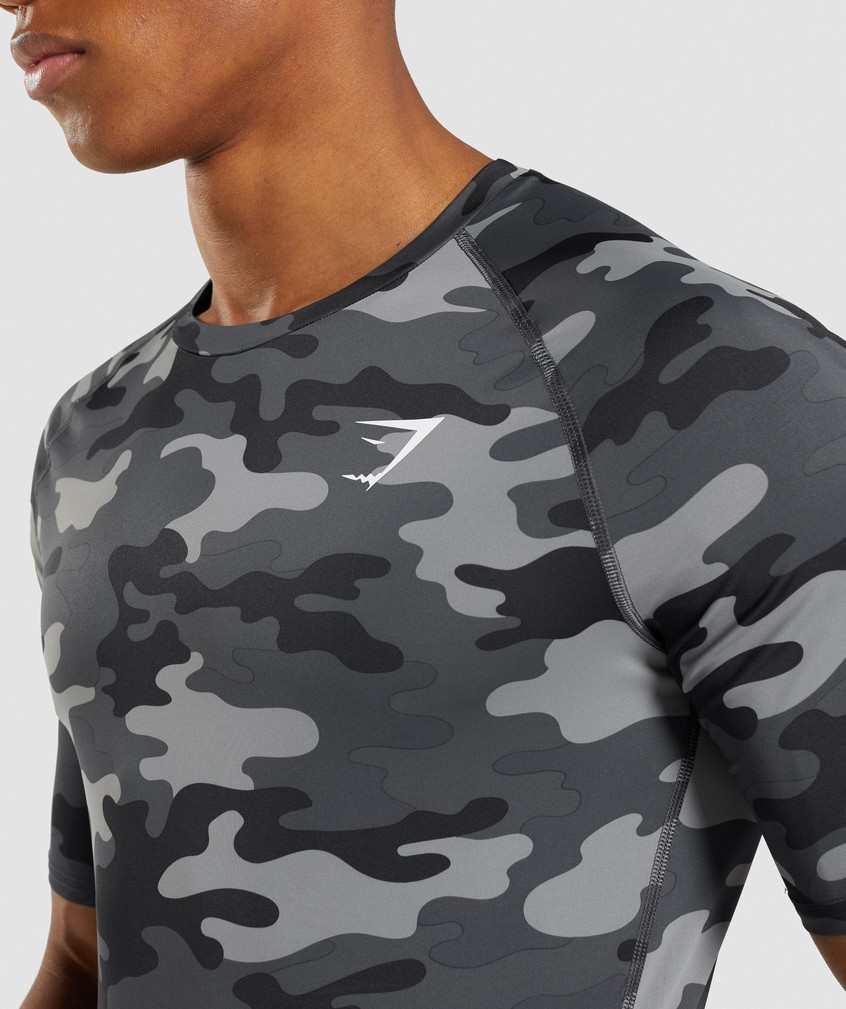 Camo Grey Men's Gymshark Element Baselayer T-Shirts | USA-30972