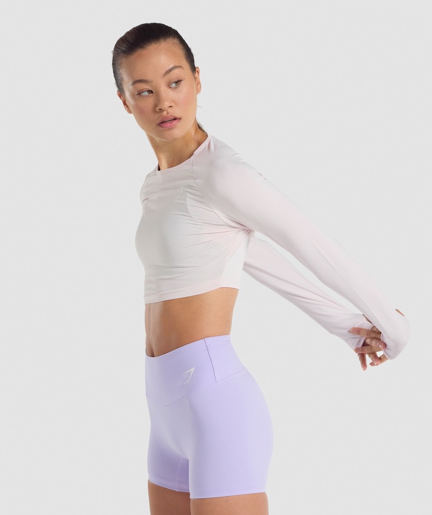 Cream Women's Gymshark Training Long Sleeve Crop Top T-Shirts | USA-60241