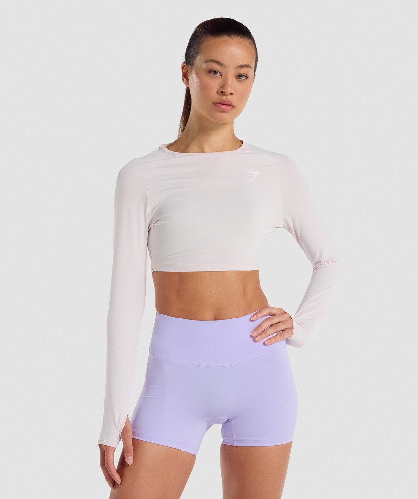 Cream Women\'s Gymshark Training Long Sleeve Crop Top T-Shirts | USA-60241