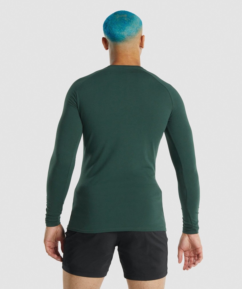 Dark Green Men's Gymshark Apollo Long Sleeve T-Shirts | USA-30517