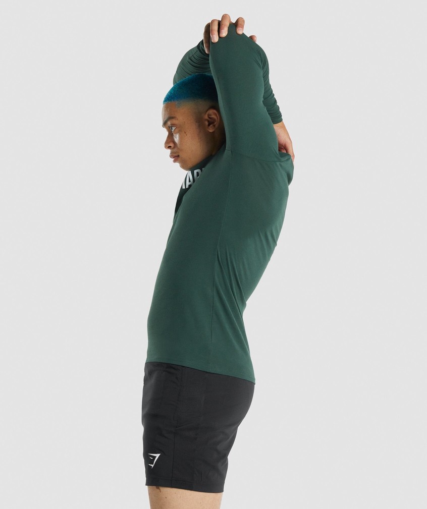 Dark Green Men's Gymshark Apollo Long Sleeve T-Shirts | USA-30517