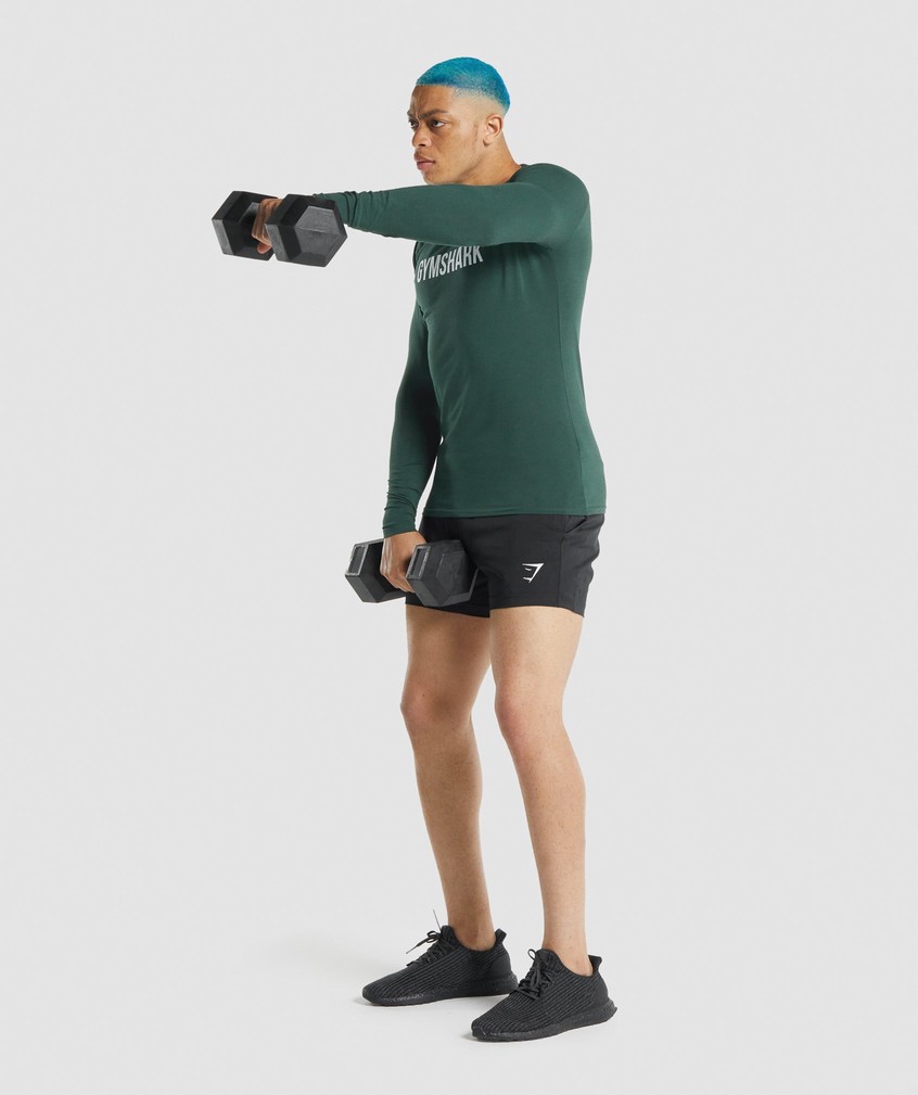 Dark Green Men's Gymshark Apollo Long Sleeve T-Shirts | USA-30517