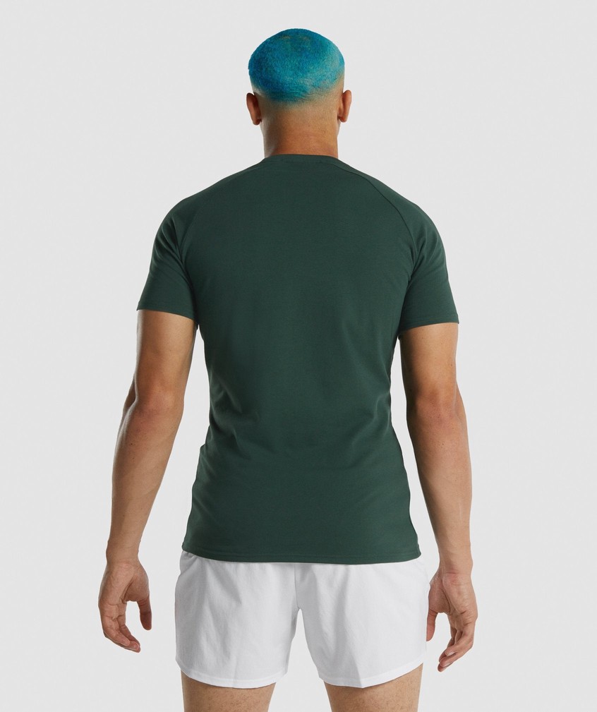 Dark Green Men's Gymshark Apollo T-Shirts | USA-19486