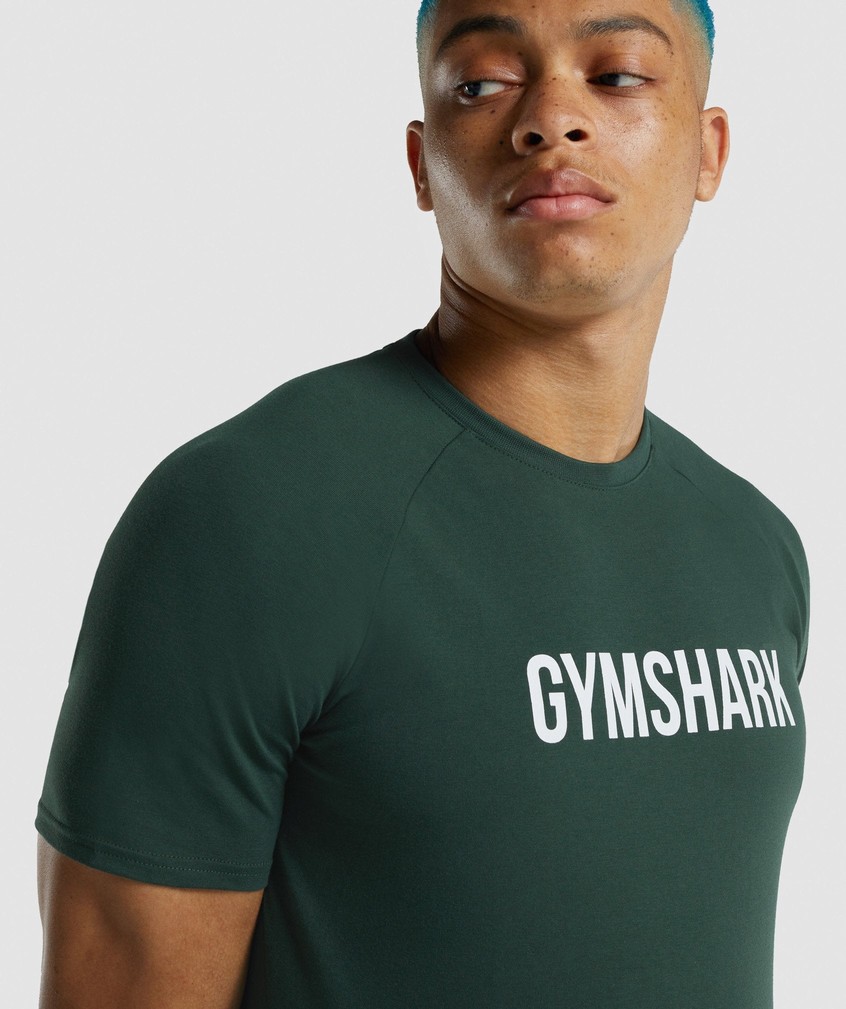 Dark Green Men's Gymshark Apollo T-Shirts | USA-19486