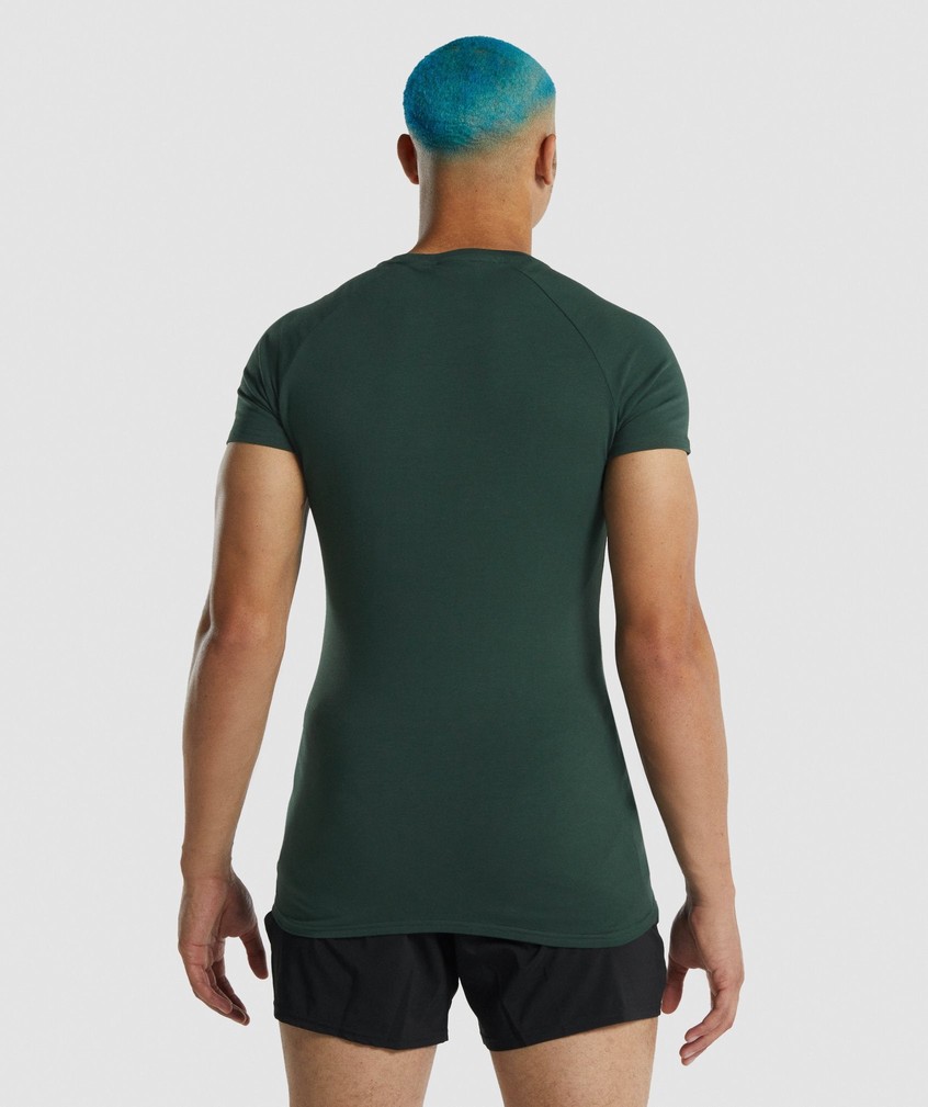 Dark Green Men's Gymshark Apollo T-Shirts | USA-73125