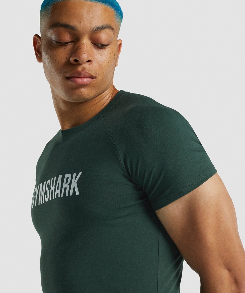 Dark Green Men's Gymshark Apollo T-Shirts | USA-73125