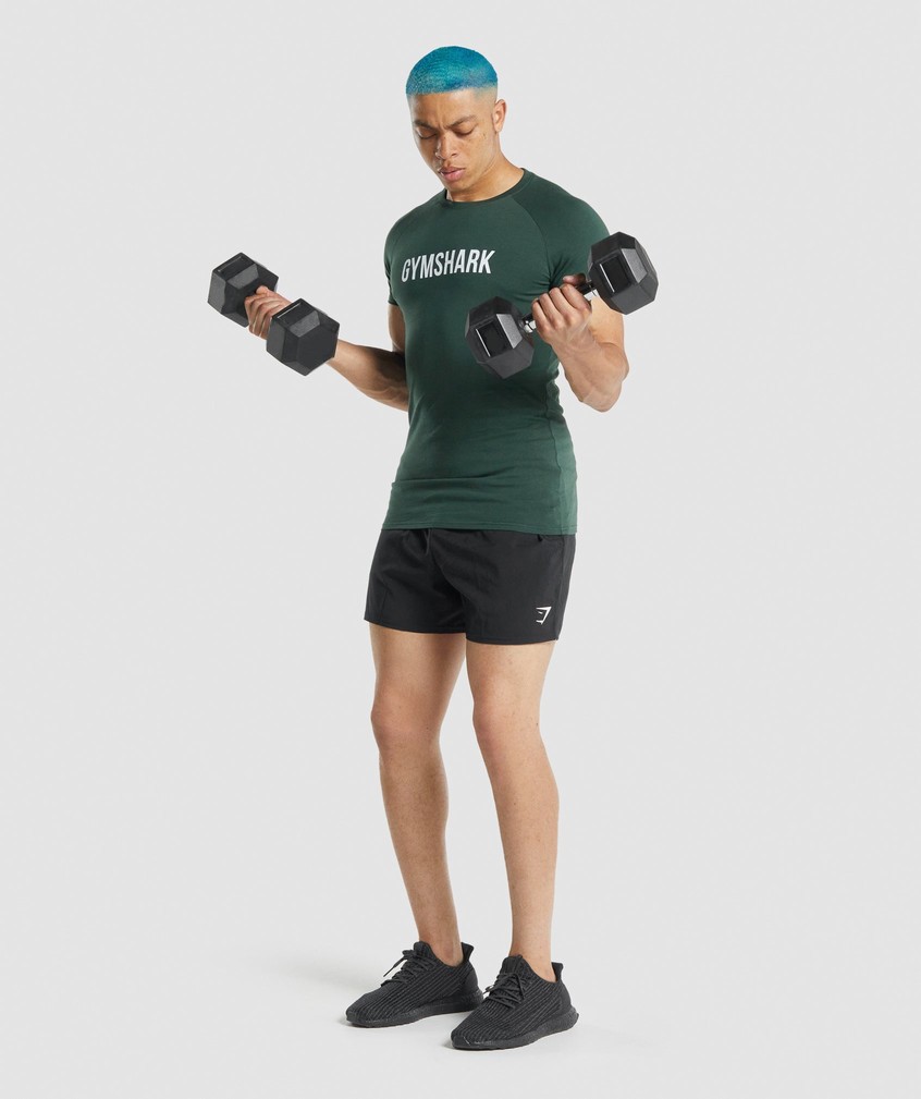 Dark Green Men's Gymshark Apollo T-Shirts | USA-73125