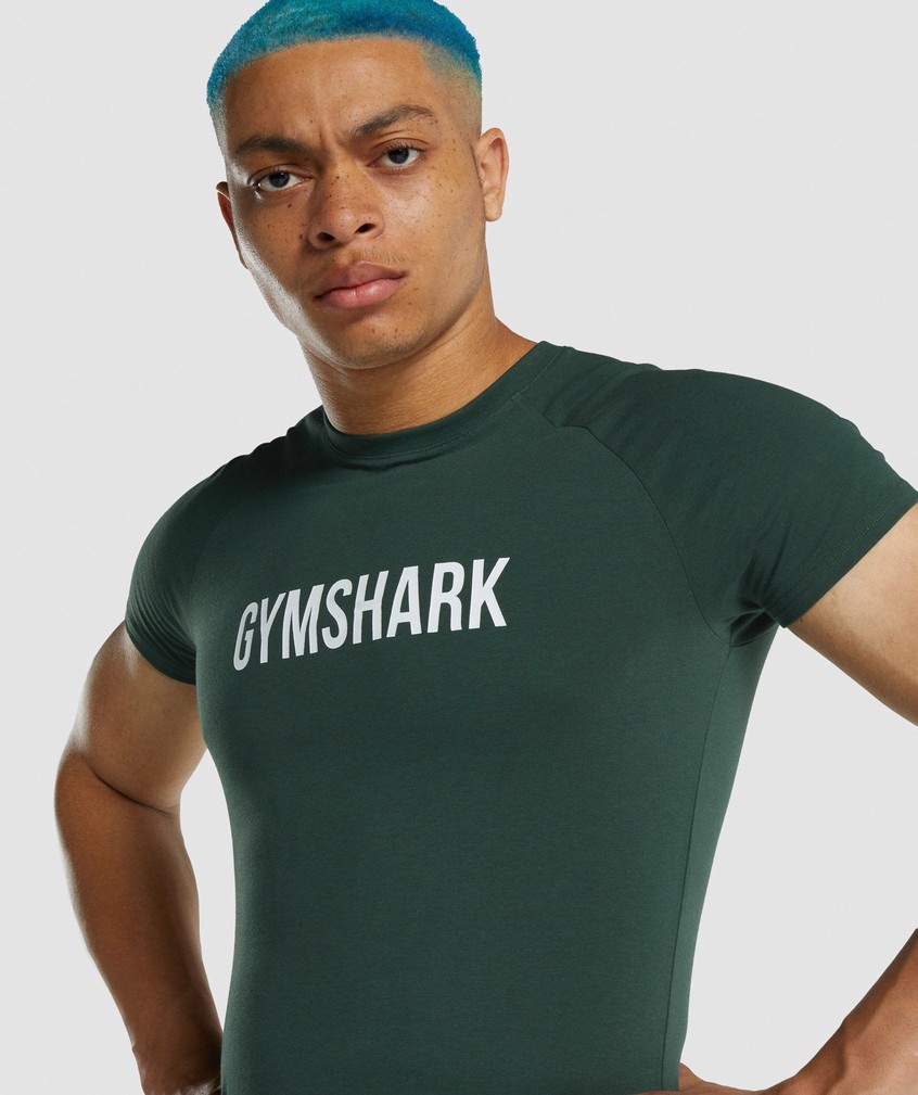 Dark Green Men's Gymshark Apollo T-Shirts | USA-73125