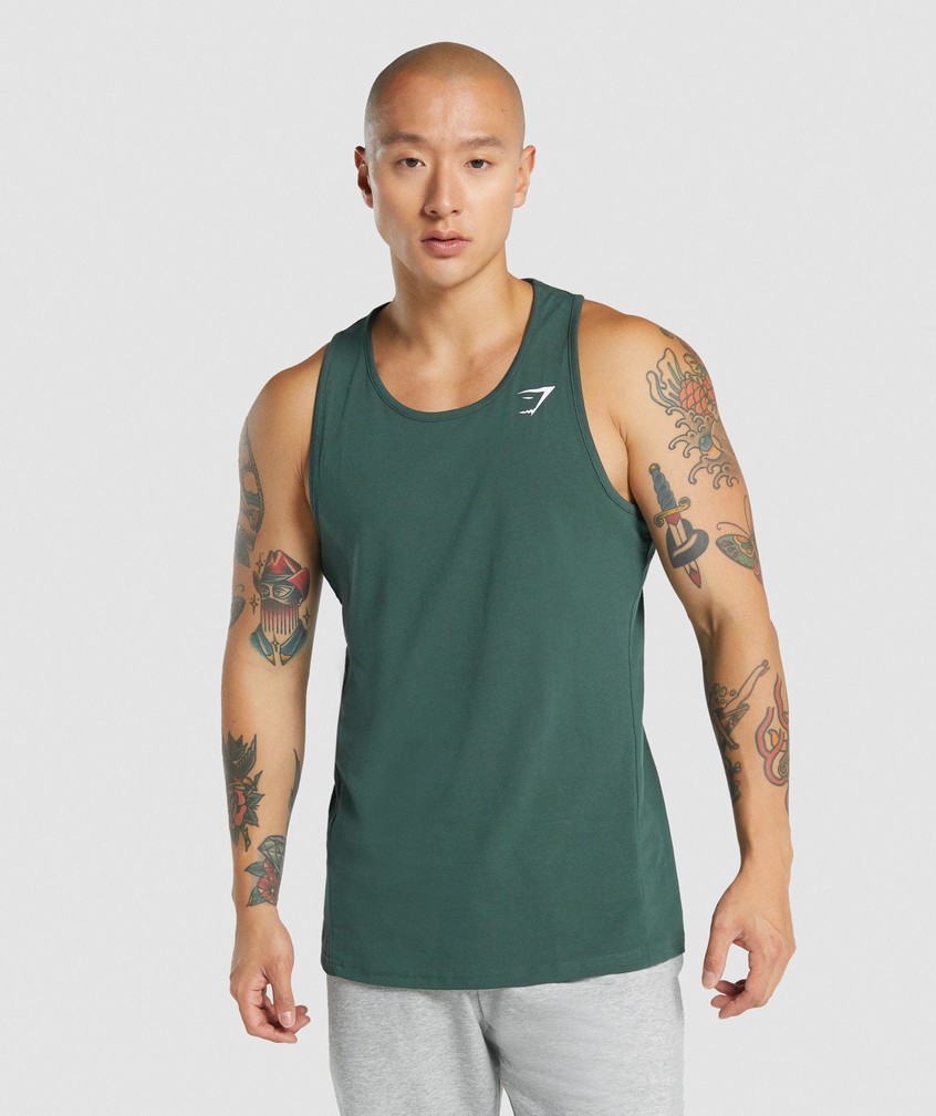 Dark Green Men\'s Gymshark Critical 2.0 Tank | USA-32610