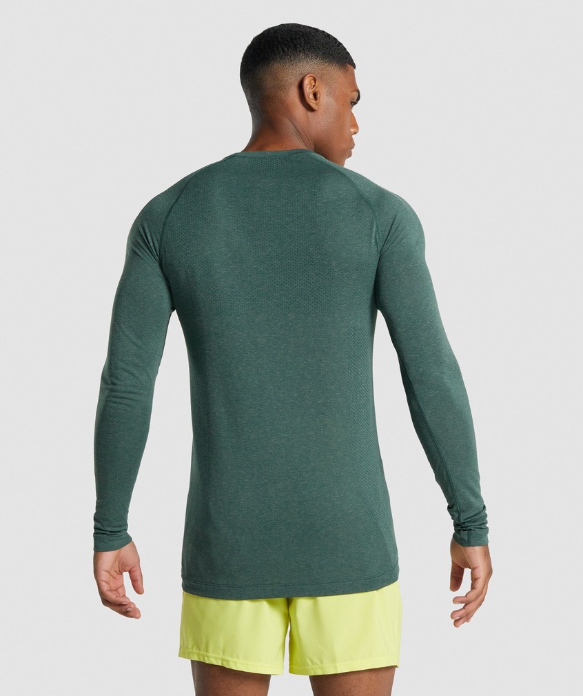 Dark Green Men's Gymshark Vital Light Seamless Long Sleeve T-Shirts | USA-12340