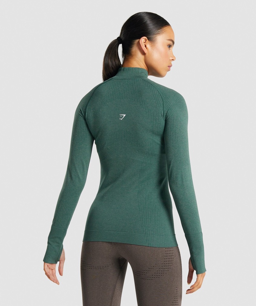 Dark Green Women's Gymshark Vital Seamless 2.0 1/2 Zip Pullover | USA-03126